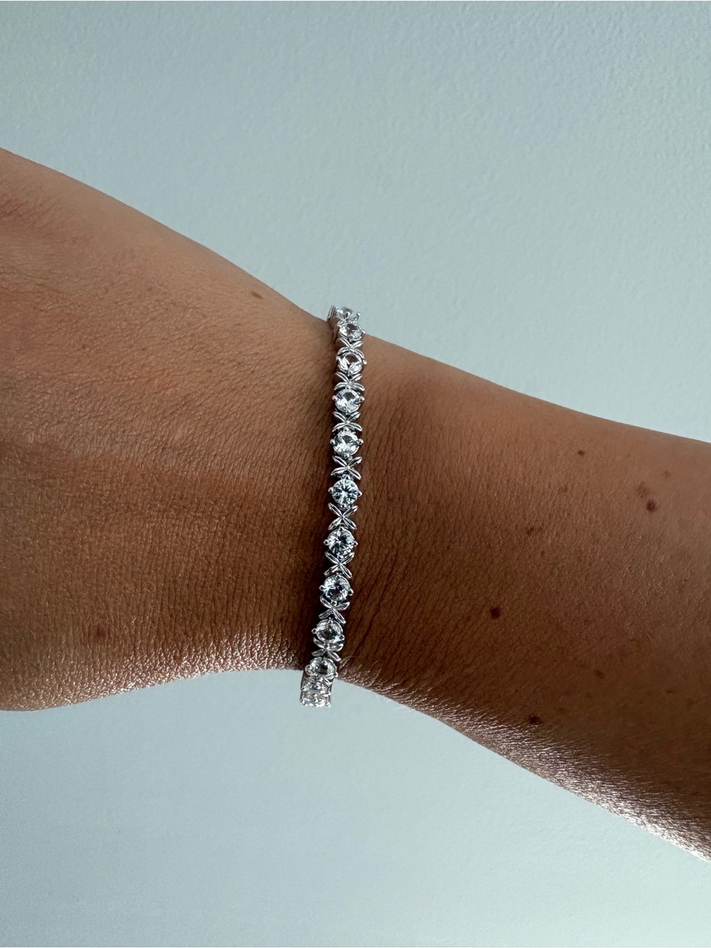 BR UD Stamped "XOXO" Hugs & Kisses Tennis Bracelet - CZ/Rhodium Plated
